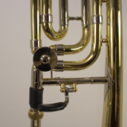 Detail van het F-ventiel op Vincent Bach 42B trombone
